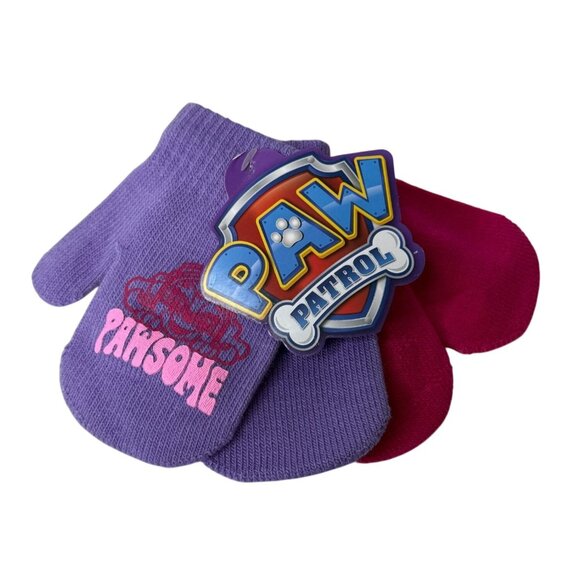 Paw Patrol Girls Mittens Set Pink Purple 2 Pc Kids Winter Gloves - Picture 1 of 3